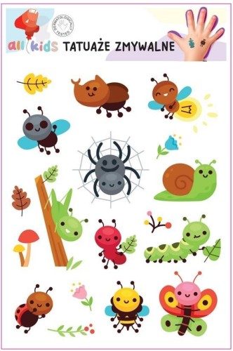 Tatuaże zmywalne dla dzieci Wesołe owady, All4Kids