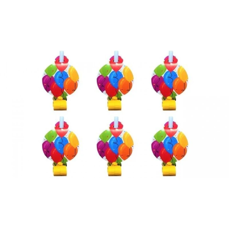 Gwizdki rozwijane z medalionem Balony 6szt