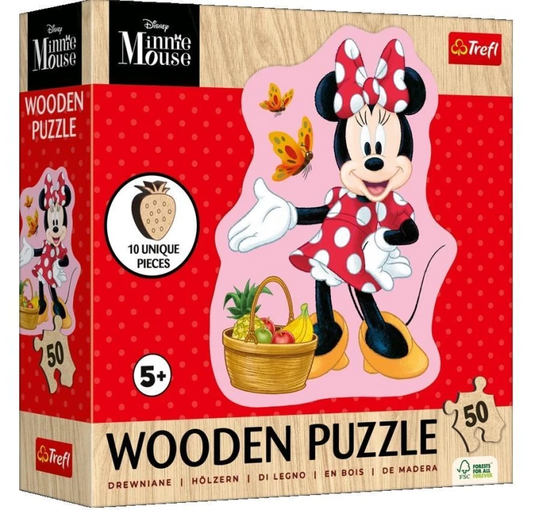 Puzzle drewniane 50 Wesoła Minnie TREFL, Trefl