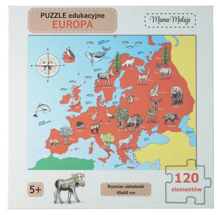 Puzzle edukacyjne Europa 120el, Mama Maluje