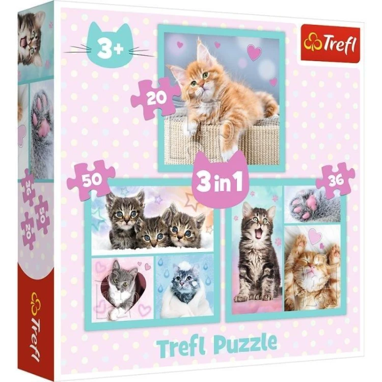 Puzzle 3w1 Słodkie zwierzaki TREFL, Trefl