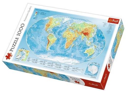Puzzle 1000 Mapa fizyczna świata TREFL, Trefl