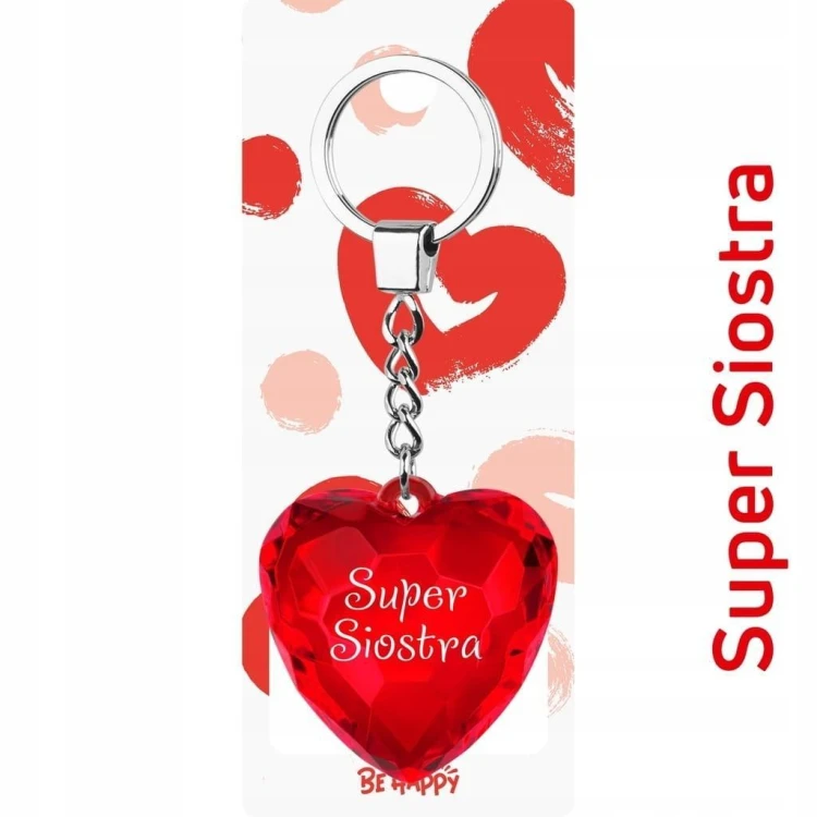 Brelok serce Super Siostra, Be-Happy Gifts