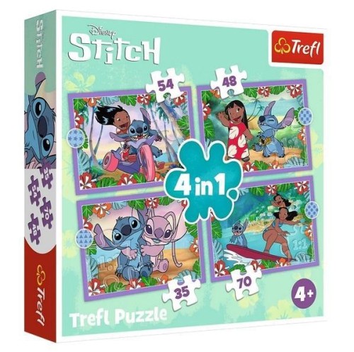 Puzzle 4w1 Szalony dzień Lilo &amp; Stitch TREFL