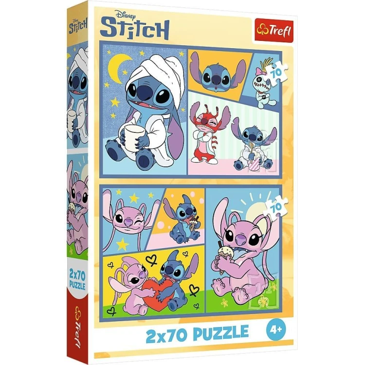 Puzzle 2x70 Ze Stitchem nie ma nudy TREFL, Trefl