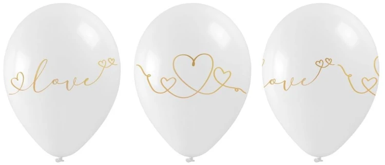 Balony ze złotym walentynkowym nadrukiem 5szt