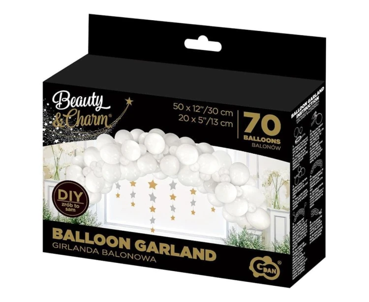 Girlanda balonowa B&amp;C biała 70szt