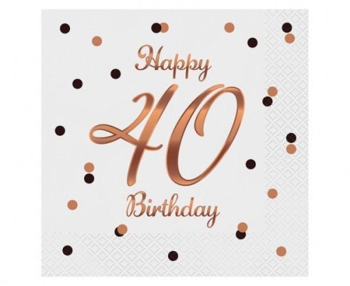 Serwetki B&amp;C Happy 40 Birthday białe 33x33cm 20szt