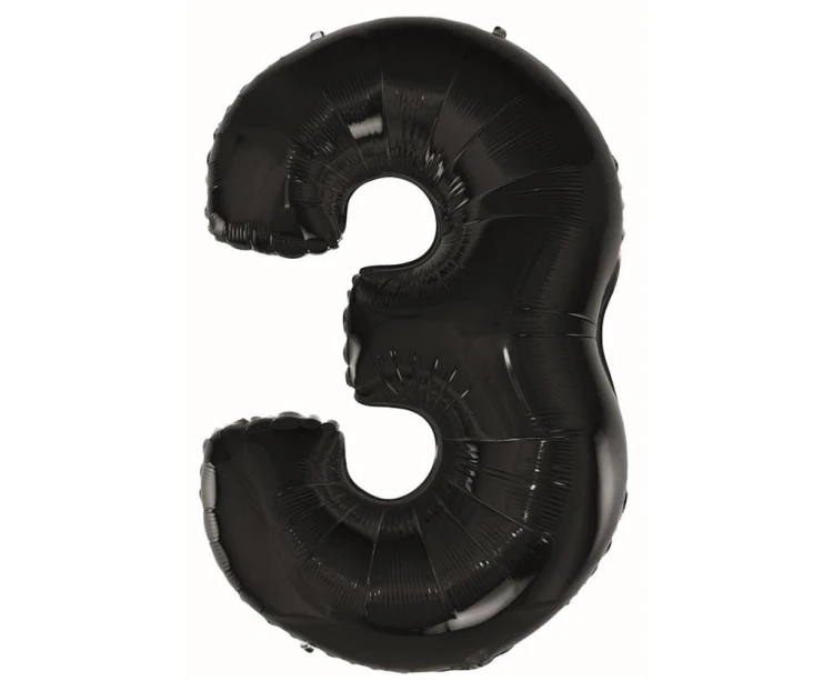 Balon foliowy B&amp;C cyfra 3 czarna 92cm