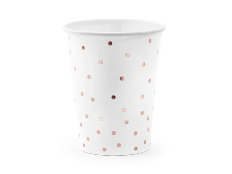 Kubeczki Kropki białe 260ml 6szt