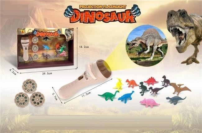 Projektor dinozaur na baterie z 12 dinozaurami