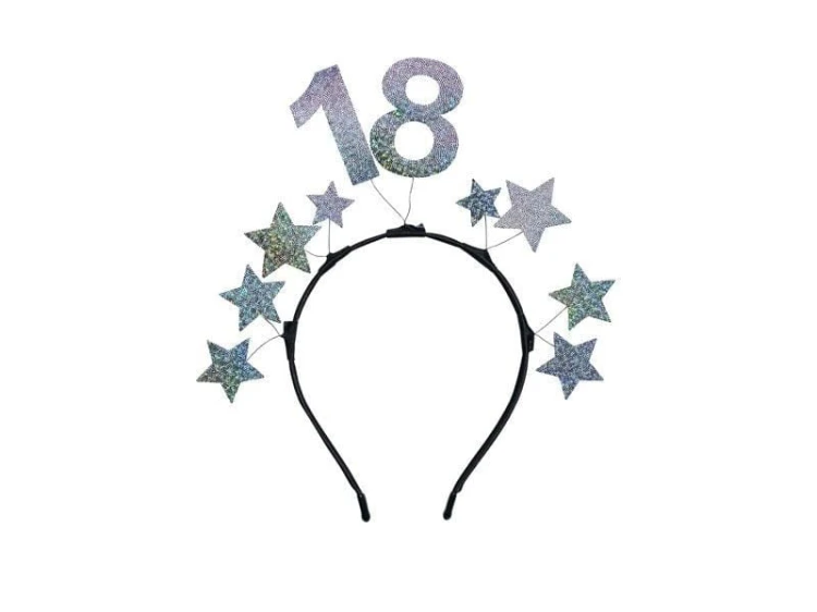 Opaska z gwiazdkami 18 srebrna, PartyDeco