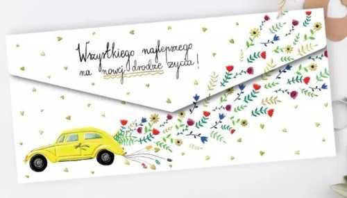 Koperta Ślub Żółte auto