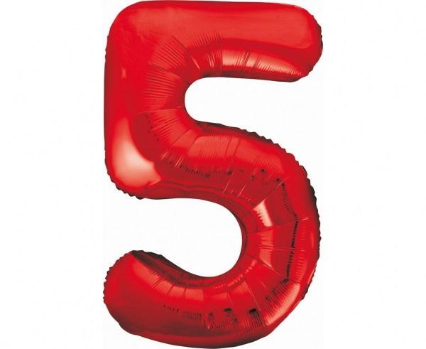 Balon foliowy B&amp;C cyfra 5 czerwona 85cm