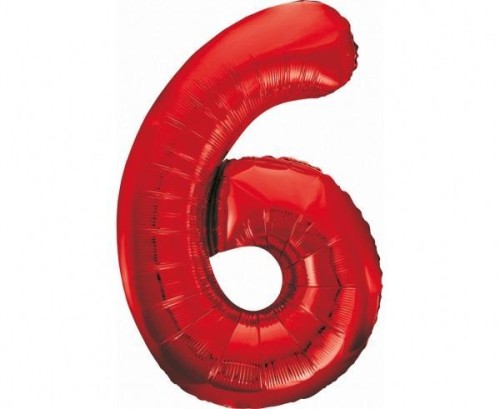 Balon foliowy B&amp;C cyfra 6 czerwona 85cm