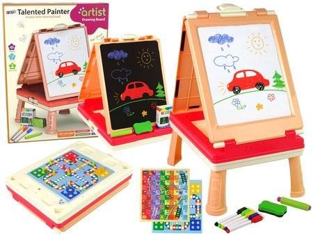 Tablica 3w1 dwustrona i stolik do gier, Leantoys