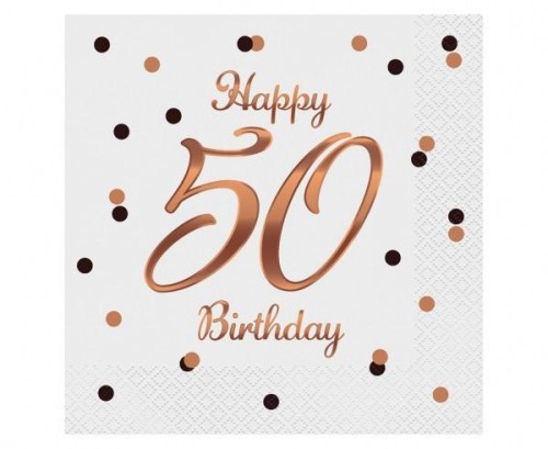 Serwetki B&amp;C Happy 50 Birthday białe 33x33 20szt