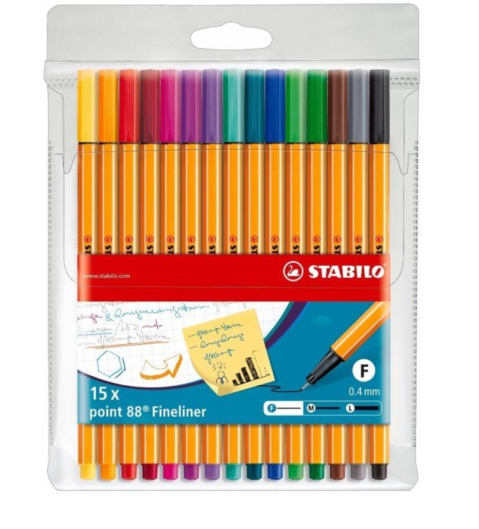 Cienkopis Point 15 kolorów etui STABILO, Stabilo
