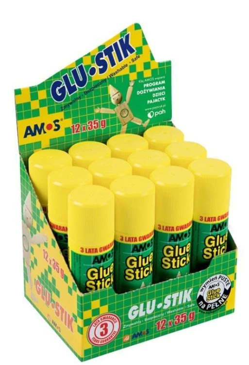 Klej w sztyfcie 35g (12szt) AMOS, Amos