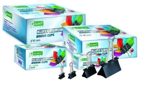 Klipsy biurowe 41mm 12szt D.RECT, D.RECT