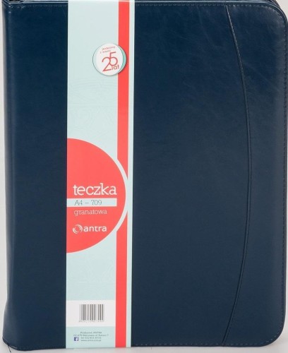 Teczka A4 709 granatowa na suwak, Antra