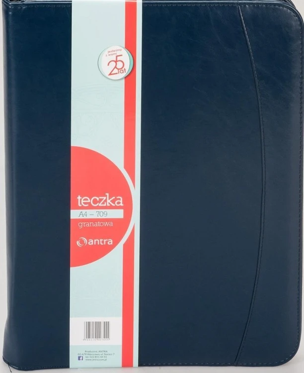 Teczka A4 709 granatowa na suwak, Antra