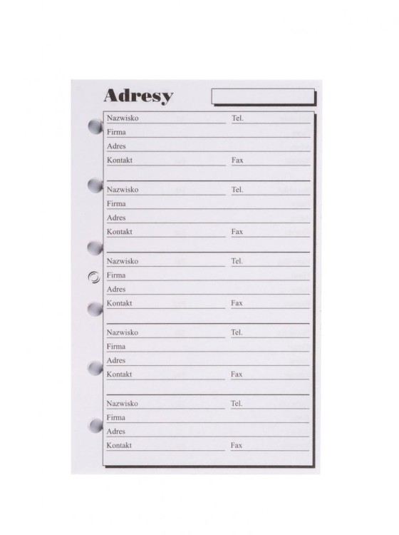 Wkład do organizera K Adresy ANTRA, Antra