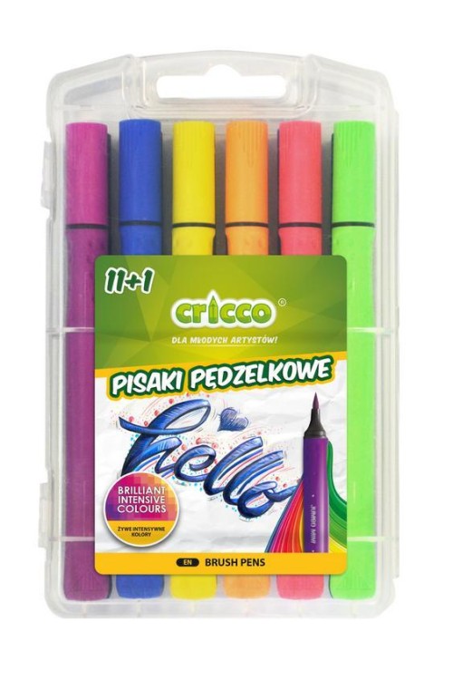 Pisaki pędzelkowe 11+1 kolorów CRICCO, Cricco
