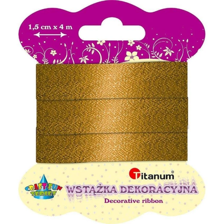 Wstążka metalizowana 15mm x 4m złota, Titanum