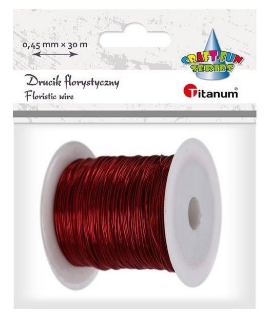 Drucik florystyczny 0,45mm x 30m czerwony, Titanum