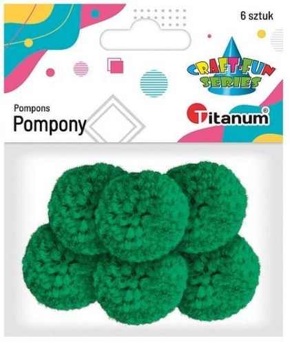 Pompony włóczkowe 3cm zielone 6szt., Titanum