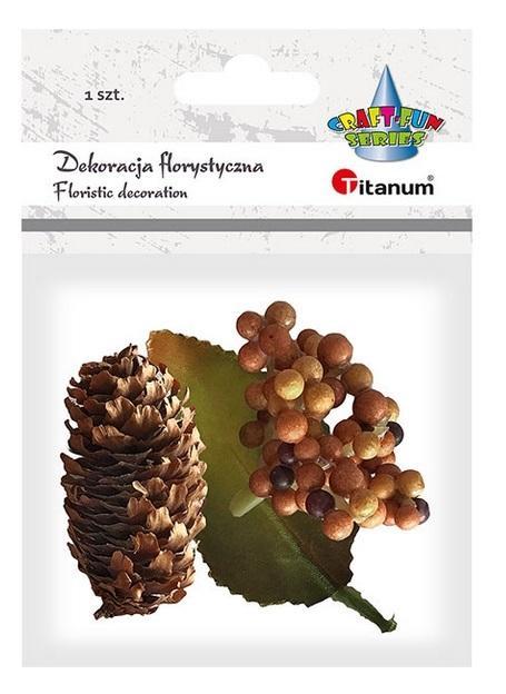 Kiść jagód z liściem żółte owoce 1szt, Titanum