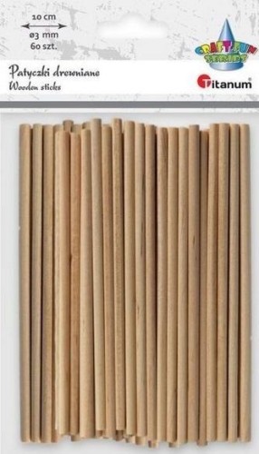 Drewniane patyczki okrągłe 3x100mm 60szt, Titanum