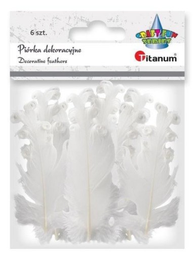 Piórka curly białe 6szt, Titanum