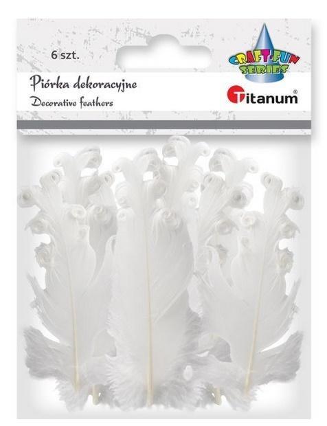 Piórka curly białe 6szt, Titanum