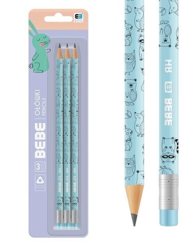 Ołówek 3szt Bebe Kids Pastel, INTERDRUK