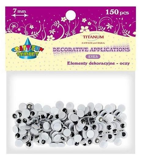 Oczy bez kleju i rzęs 7mm 150szt, Titanum