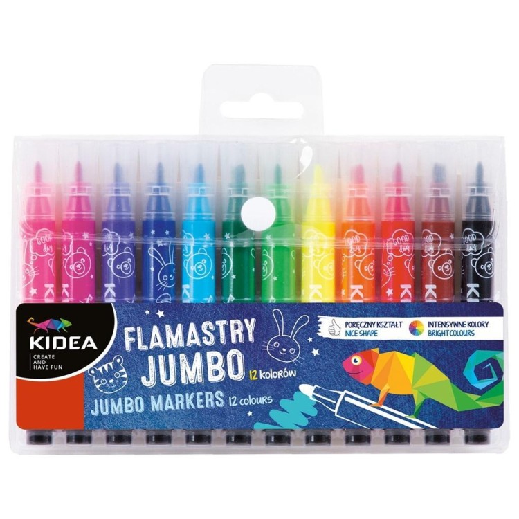 Flamastry Jumbo 12 kolorów KIDEA, DERFORM