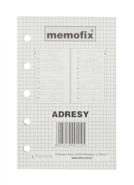 Wkład do organizera MEM/M Adresy ANTRA, Antra