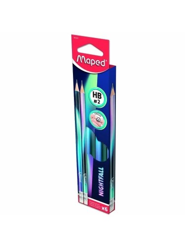 Ołówek z gumką Nightfall HB (6szt) MAPED, Maped