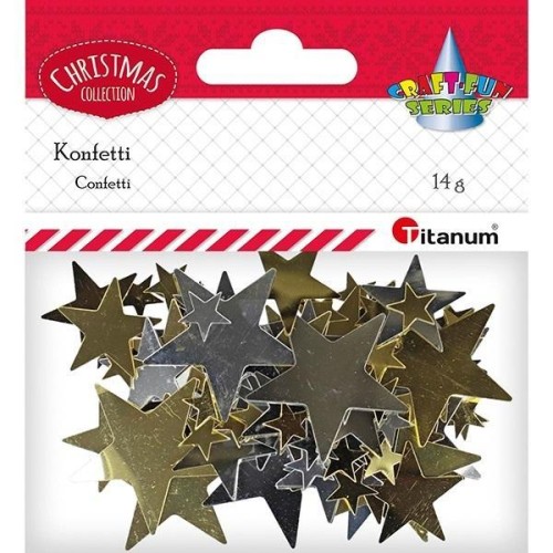 Konfetti Gwiazdki 14g złote, srebrne, Titanum