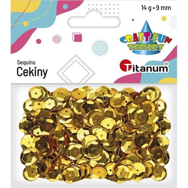 Cekiny okrągłe 9mm metaliczne złote 14g, Titanum
