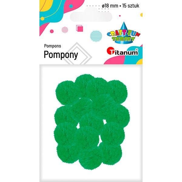 Pompony poliestrowe 18mm zielone 15szt, Titanum