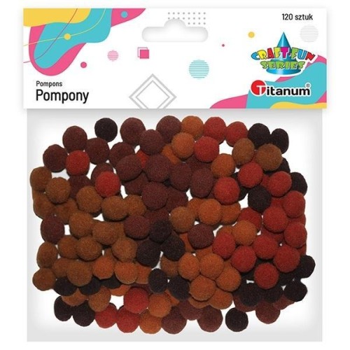 Pompony poliestrowe 10mm brązowe 120szt, Titanum