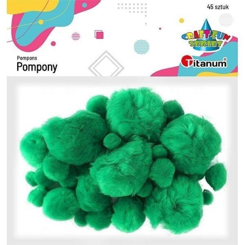 Pompony akrylowe zielone 45szt, Titanum