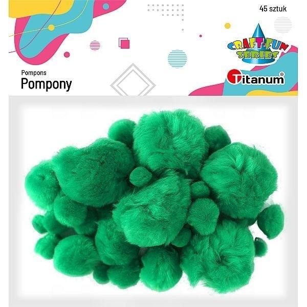 Pompony akrylowe zielone 45szt, Titanum