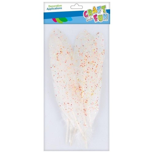Piórka brokatowe tęcza 17-22cm, Craft with Fun
