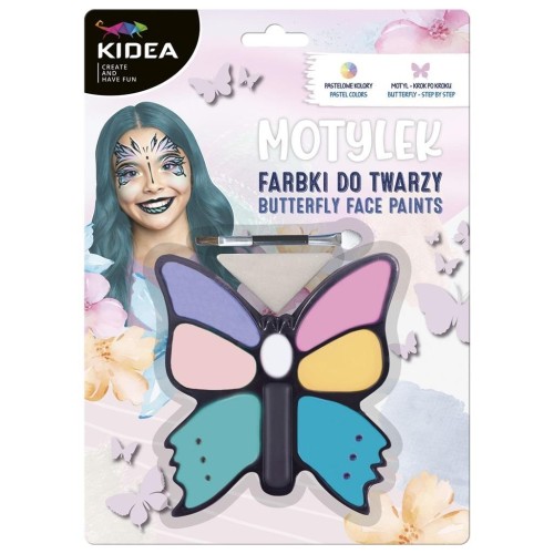 Farbki do twarzy Motylek 8 kolorów KIDEA, DERFORM