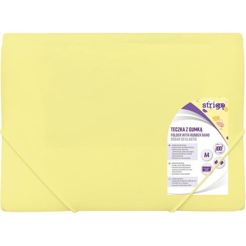 Teczka z gumką A4 PP pastel żółta STRIGO, Strigo