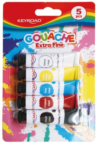 Farby tempera 5x10ml 5 kolorów, Keyroad